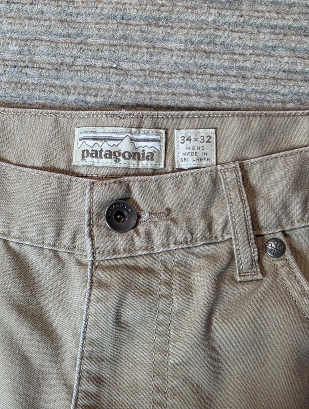Patagonia Performance Twill Pants 34x32 Khaki Beige Organic Cotton Style 56490